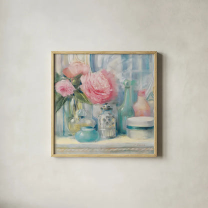 Reflective Moment I by Carol Rowan. Shown in a natural wood glass frame for a timeless modern aesthetic. Available as an archival giclee rolled canvas, fine art paper, or poster print. SKU 18475a.