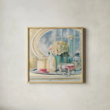 Relective Moment II by Carol Rowan. Shown in a natural wood glass frame for a timeless modern aesthetic. Available as an archival giclee rolled canvas, fine art paper, or poster print. SKU 18476a.