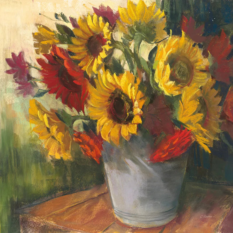 September Sunflowers by Carol Rowan. SKU 33290a. Archival Giclee Fine art print for wall decor.