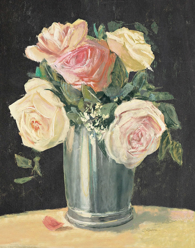 Silver Vase I on Black by Carol Rowan