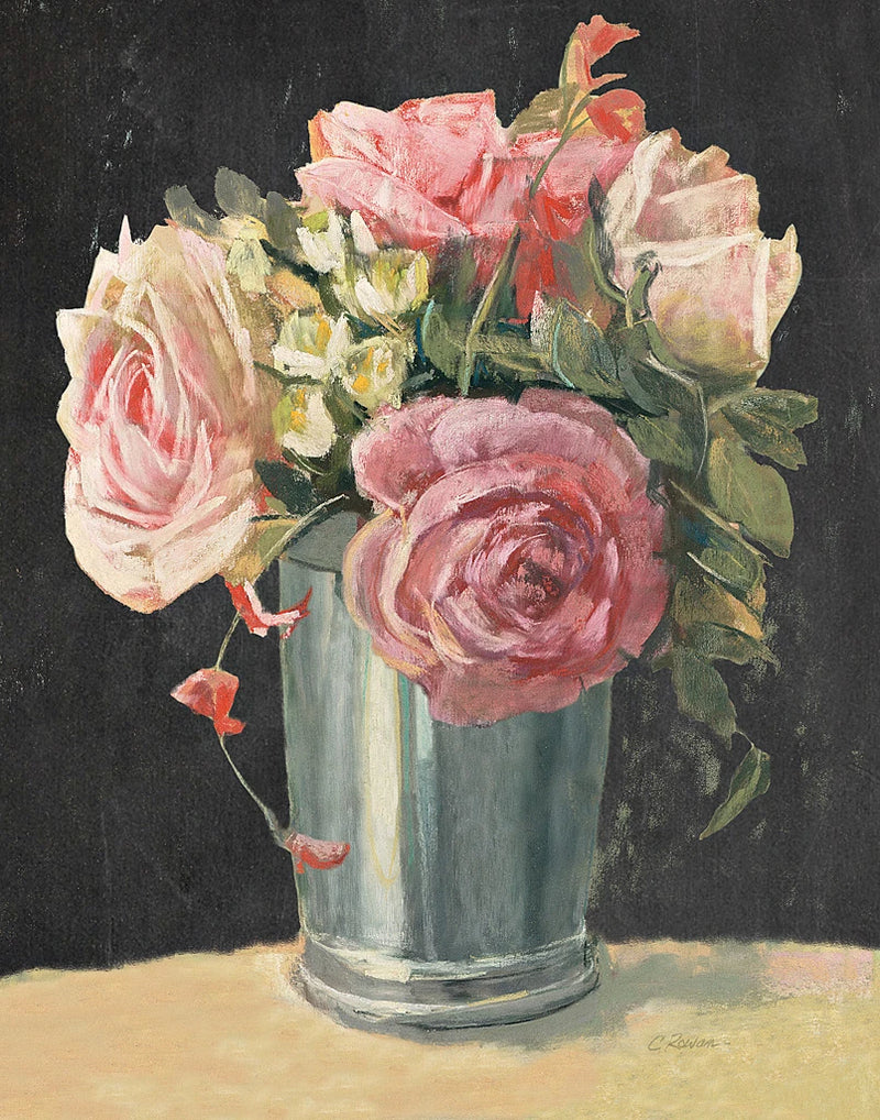 Silver Vase II on Black by Carol Rowan