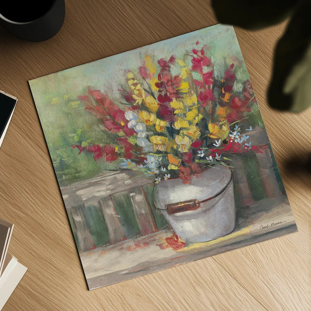 Snapdragon Bouquet by Carol Rowan. Shown as a detailed flat fine art print, highlighting archival giclee quality. Available as an archival giclee rolled canvas, fine art paper, or poster print. SKU 65548a.