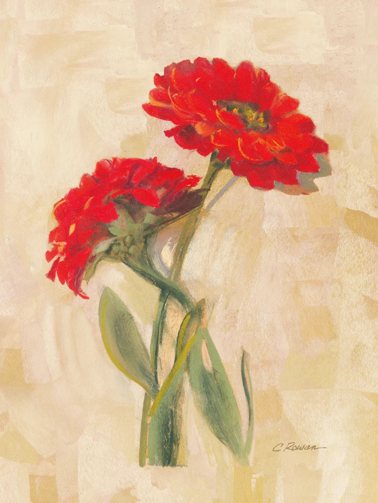 Spicy Zinnias by Carol Rowan