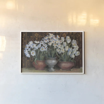 Spring Blossoms by Carol Rowan. shown as a paper print in a white frame. Available as a archival giclee rolled canvas, fine art paper, or poster print. SKU 42378i.
