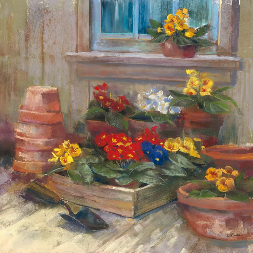 Spring Primula by Carol Rowan. SKU 41964a. Archival Giclee Fine art print for wall decor.