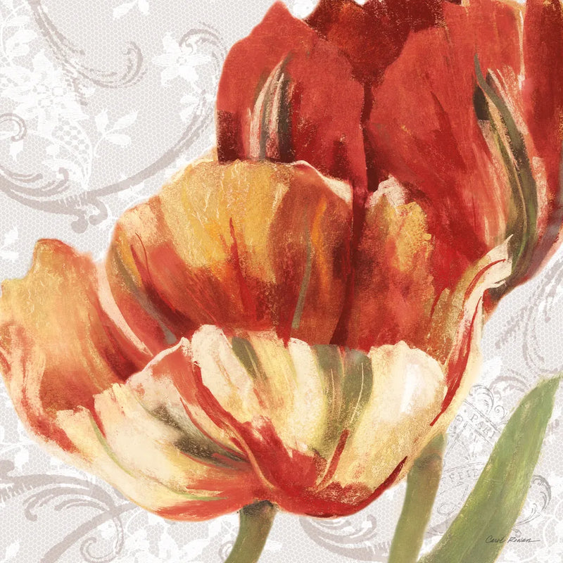Spring Tulips Red II by Carol Rowan. SKU 42413a. Archival Giclee Fine art print for wall decor.