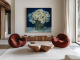 Spring Twilight I v2 by Carol Rowan. Shown as extra-large giant wall art in a modern living room. Available as an archival giclee rolled canvas, fine art paper, or poster print. SKU 41605a.