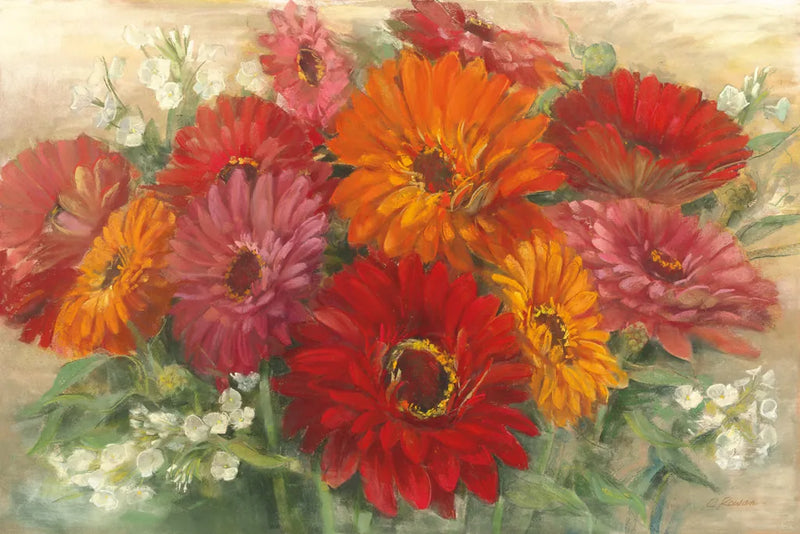 Summer Gerbera Bouquet by Carol Rowan. SKU 41950i. Archival Giclee Fine art print for wall decor.