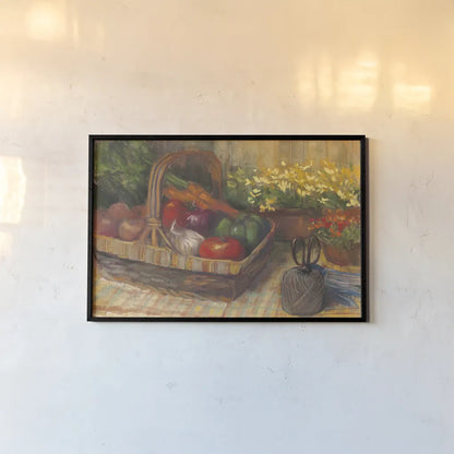 Summer Produce by Carol Rowan. shown as a paper print in a black flame. Available as a archival giclee rolled canvas, fine art paper, or poster print. SKU 16011i.