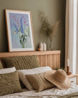 Summer Vase I by Carol Rowan. shown as a paper print in a natural frame. Available as a archival giclee rolled canvas, fine art paper, or poster print. SKU 42350h.