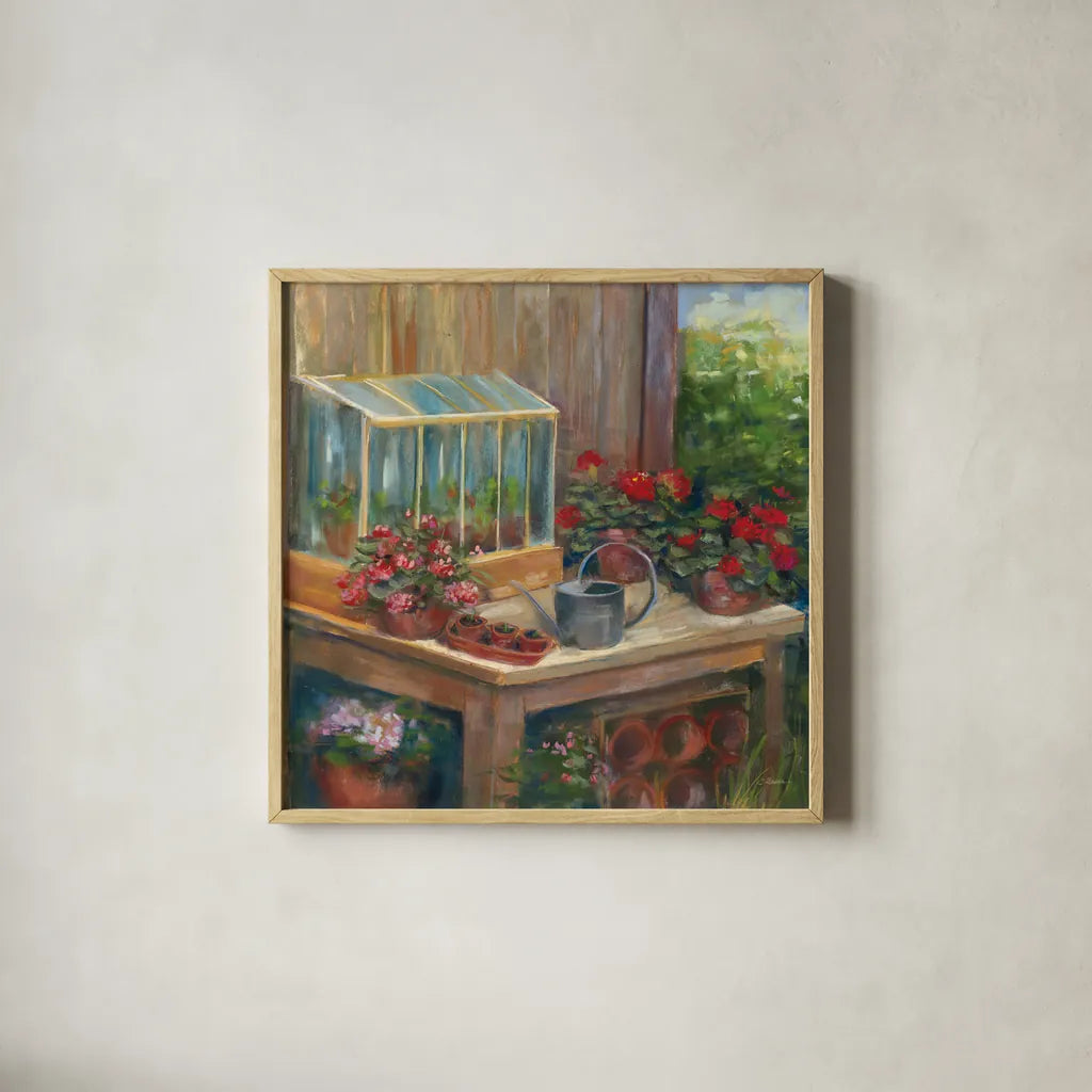 Terrarium by Carol Rowan. Shown in a natural wood glass frame for a timeless modern aesthetic. Available as an archival giclee rolled canvas, fine art paper, or poster print. SKU 41966a.