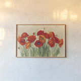 Vibrant Poppies by Carol Rowan. shown as a paper print in a natural frame. Available as a archival giclee rolled canvas, fine art paper, or poster print. SKU 7999i.