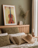 Violin v2 by Carol Rowan. shown as a paper print in a natural frame. Available as a archival giclee rolled canvas, fine art paper, or poster print. SKU 83560h.