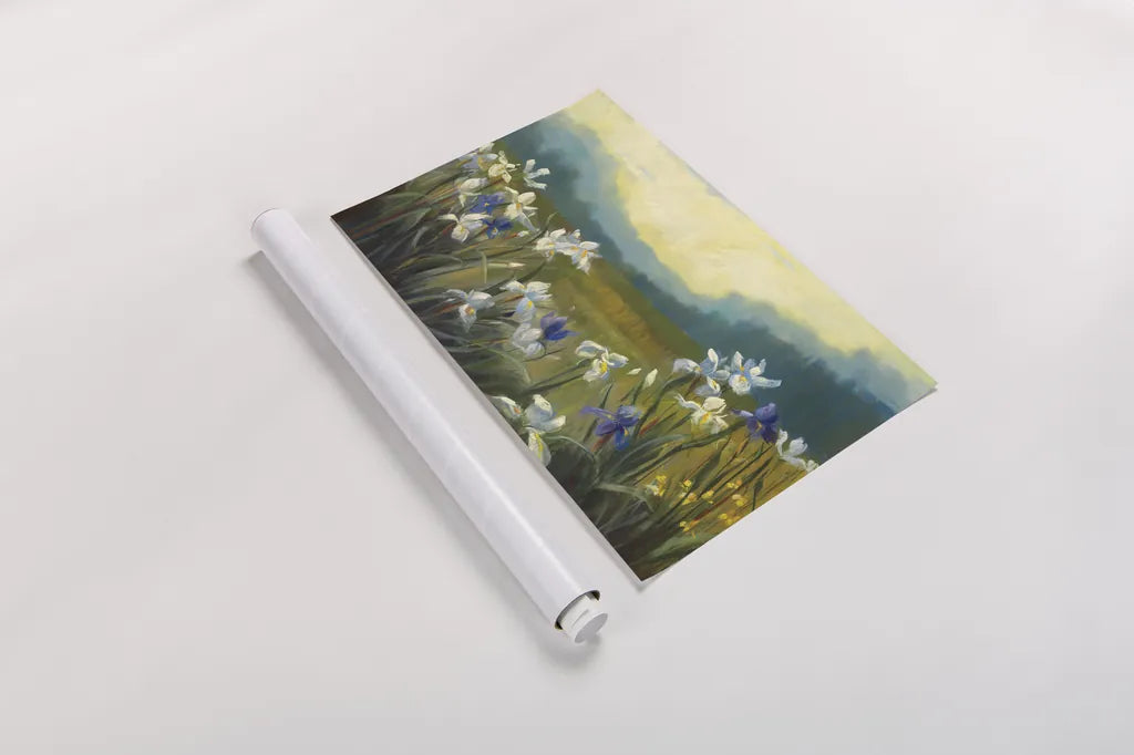 Wild Iris by Carol Rowan. shown as a rolled paper print. Available as archival giclee rolled canvas, fine art paper, or poster print. SKU 41963i.