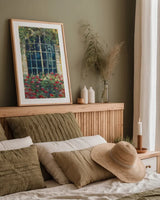 Window Box I by Carol Rowan. shown as a paper print in a natural frame. Available as a archival giclee rolled canvas, fine art paper, or poster print. SKU 99888h.