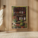 Wine and Herbs I by Carol Rowan. shown as over sized large wall art. Available as an archival giclee rolled canvas, fine art paper, or poster print. SKU 8178h.