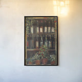 Wine and Herbs II by Carol Rowan. shown as a paper print in a black flame. Available as a archival giclee rolled canvas, fine art paper, or poster print. SKU 8179h.