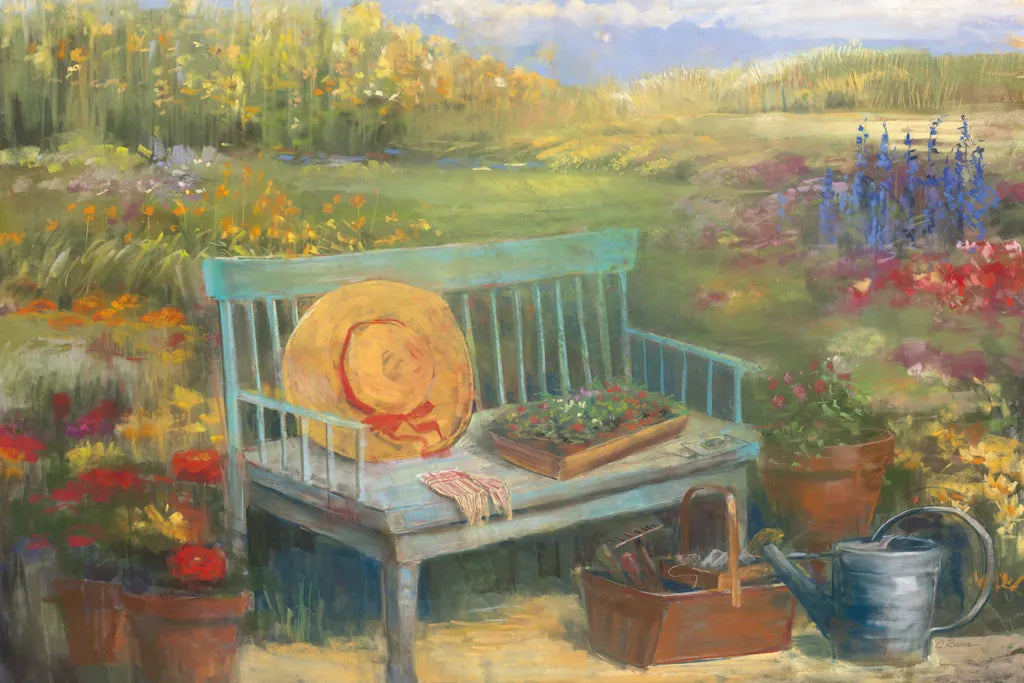 Working in the Garden by Carol Rowan. SKU 12788i. Archival Giclee Fine art print for wall decor.