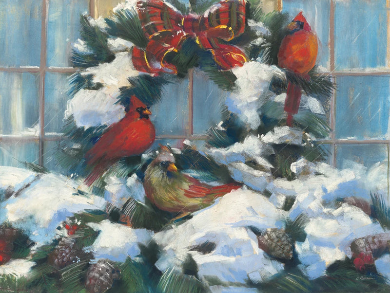 Wreath with Cardinals by Carol Rowan