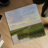 Brilliant Marsh Sunset by Carson Overstreet. Shown as a detailed flat fine art print, highlighting archival giclee quality. Available as an archival giclee rolled canvas, fine art paper, or poster print. SKU 99714a.