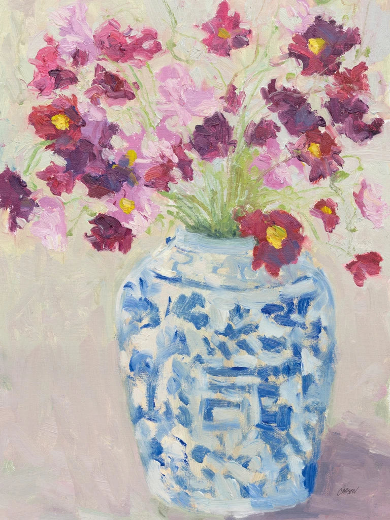 Cosmos in Chinoiserie Pot by Carson Overstreet
