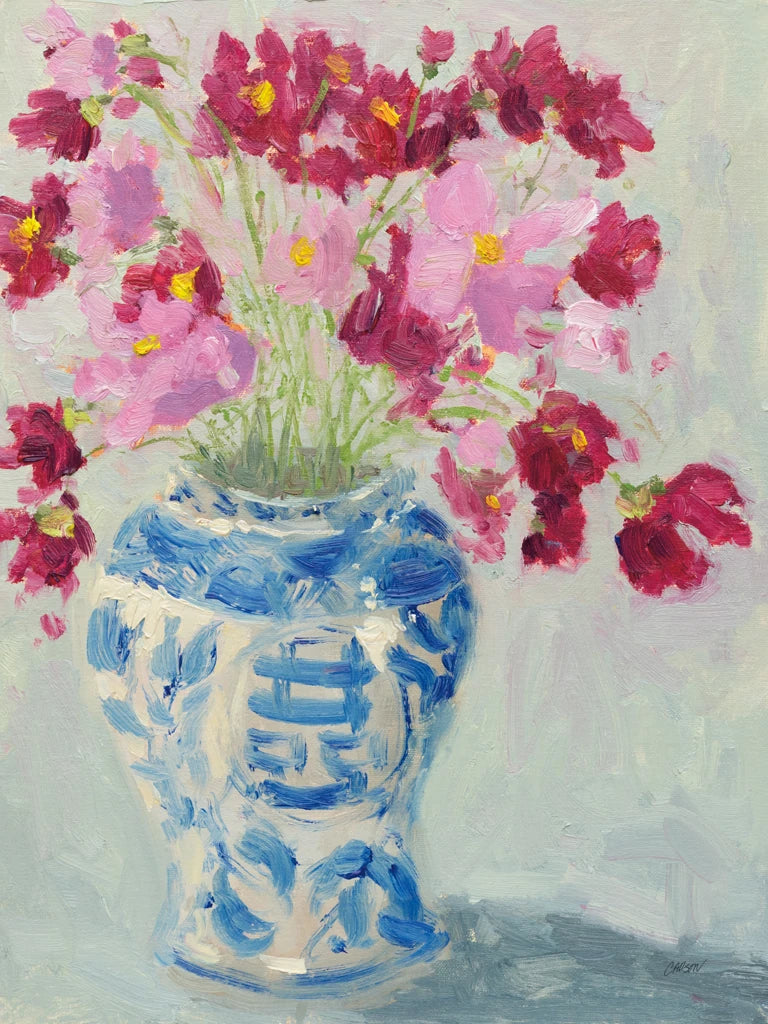 Cosmos in Chinoiserie Vase by Carson Overstreet