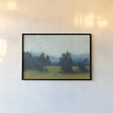 Fields and Mountains by Carson Overstreet. shown as a paper print in a black flame. Available as a archival giclee rolled canvas, fine art paper, or poster print. SKU 97432i.