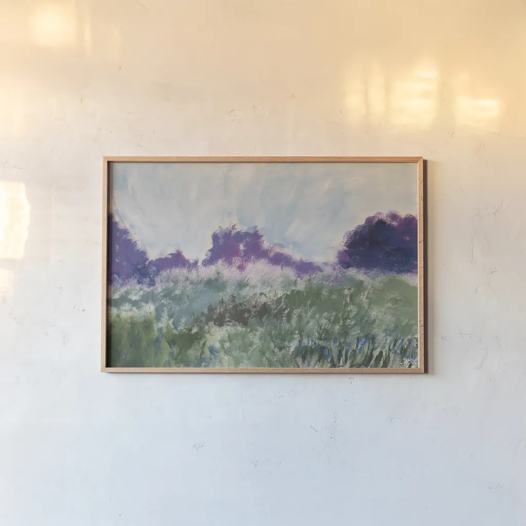 Impressionsitic Meadow by Carson Overstreet. shown as a paper print in a natural frame. Available as a archival giclee rolled canvas, fine art paper, or poster print. SKU 97434i.