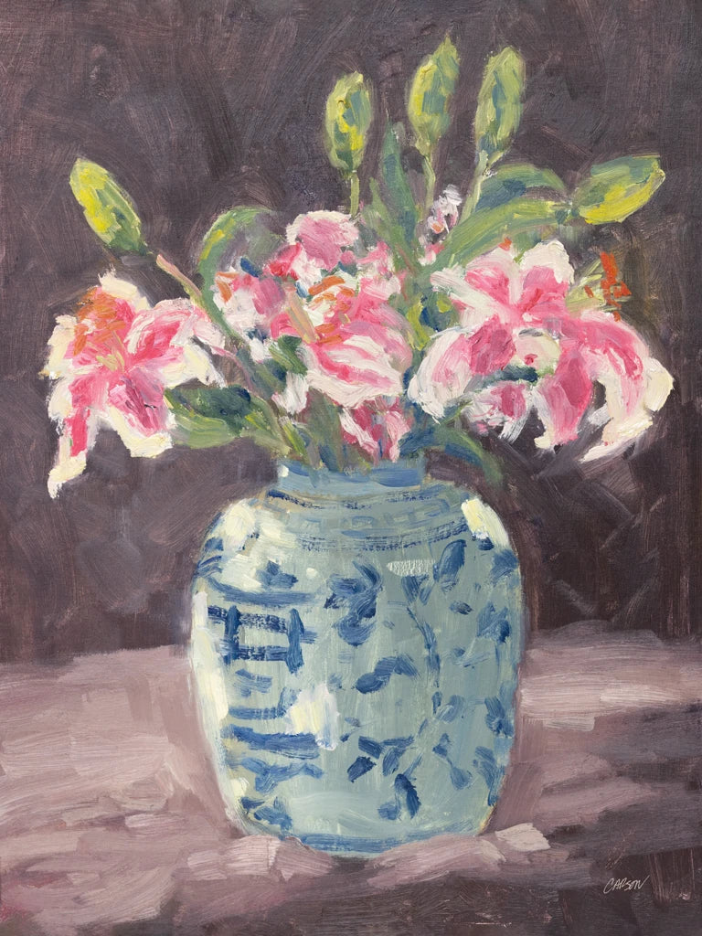 Lilies in Chinoiserie Pot by Carson Overstreet