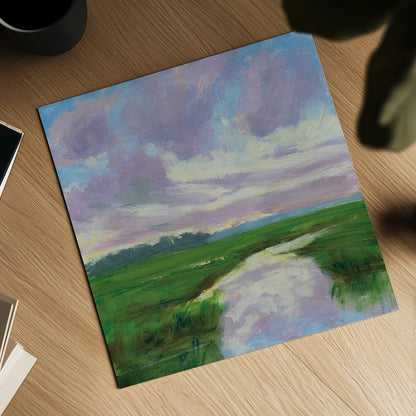 Marsh Creek by Carson Overstreet. Shown as a detailed flat fine art print, highlighting archival giclee quality. Available as an archival giclee rolled canvas, fine art paper, or poster print. SKU 99023a.