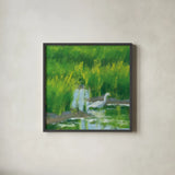 Morning Feast by Carson Overstreet. Shown in a sleek black glass frame for a contemporary gallery look. Available as an archival giclee rolled canvas, fine art paper, or poster print. SKU 99025a.