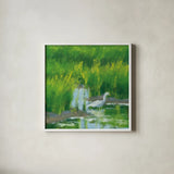 Morning Feast by Carson Overstreet. Shown in a crisp white glass frame for a clean and minimalist style. Available as an archival giclee rolled canvas, fine art paper, or poster print. SKU 99025a.