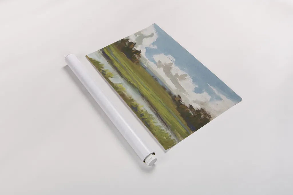 On a Clear Day by Carson Overstreet. shown as a rolled paper print. Available as archival giclee rolled canvas, fine art paper, or poster print. SKU 96853i.