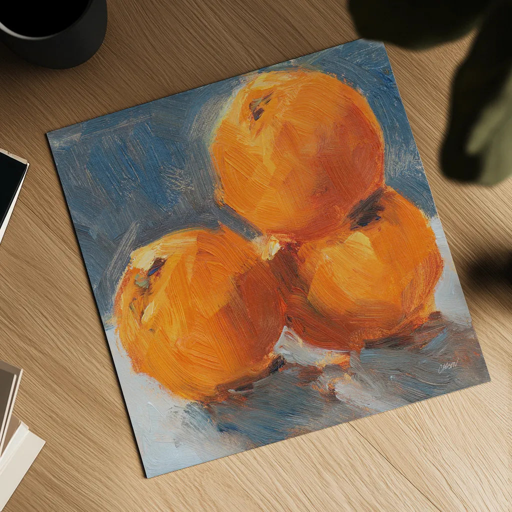 Orange Stack by Carson Overstreet. Shown as a detailed flat fine art print, highlighting archival giclee quality. Available as an archival giclee rolled canvas, fine art paper, or poster print. SKU 96852a.