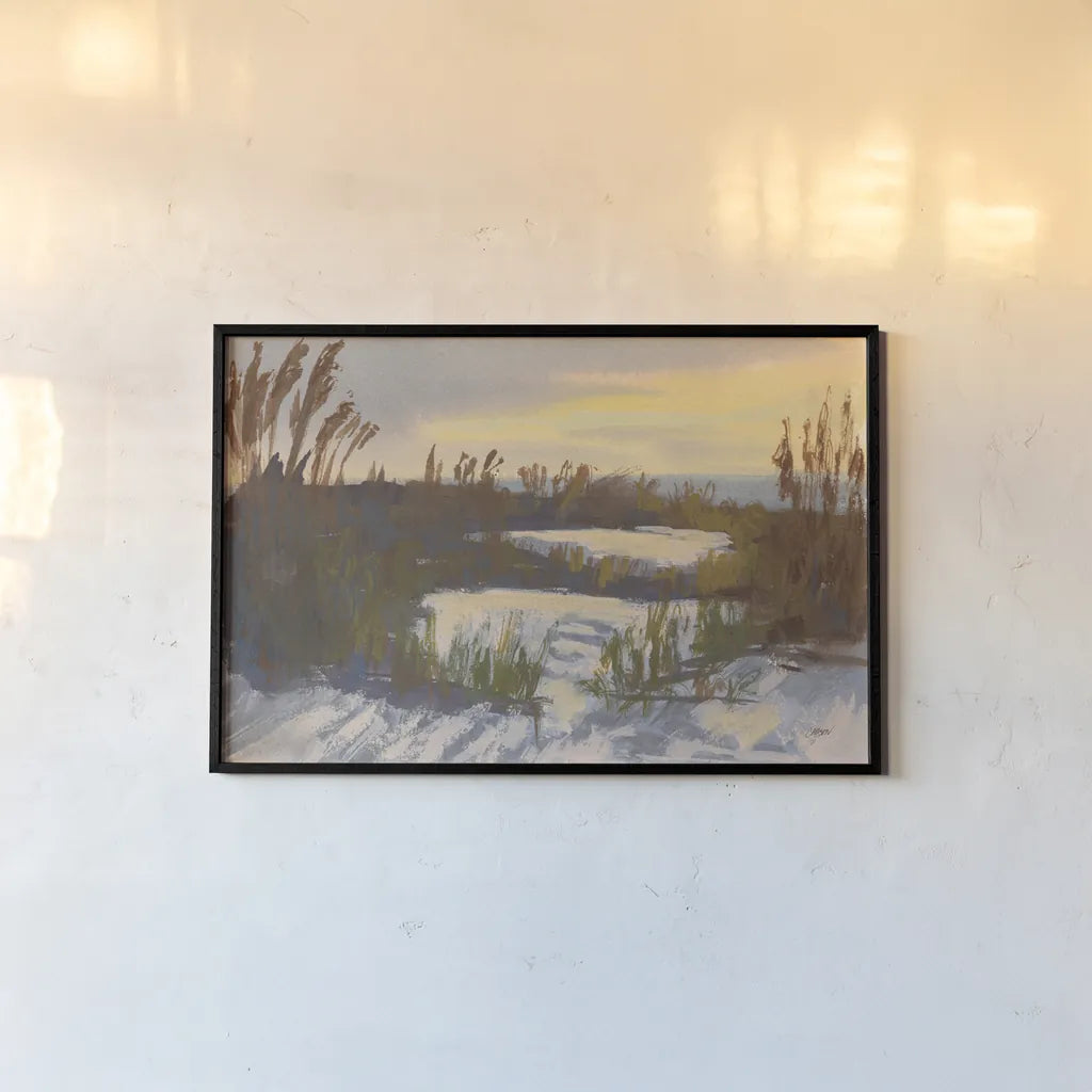 Over the Dunes by Carson Overstreet. shown as a paper print in a black flame. Available as a archival giclee rolled canvas, fine art paper, or poster print. SKU 96855i.