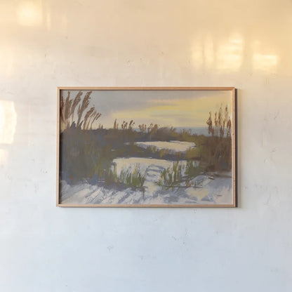 Over the Dunes by Carson Overstreet. shown as a paper print in a natural frame. Available as a archival giclee rolled canvas, fine art paper, or poster print. SKU 96855i.