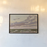 Softly Setting Sun by Carson Overstreet. shown as a paper print in a black flame. Available as a archival giclee rolled canvas, fine art paper, or poster print. SKU 97430i.