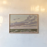 Softly Setting Sun by Carson Overstreet. shown as a paper print in a natural frame. Available as a archival giclee rolled canvas, fine art paper, or poster print. SKU 97430i.