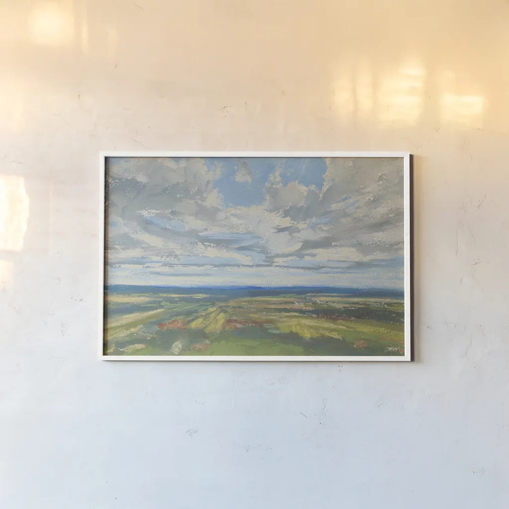 Sweeping Views by Carson Overstreet. shown as a paper print in a white frame. Available as a archival giclee rolled canvas, fine art paper, or poster print. SKU 97429i.