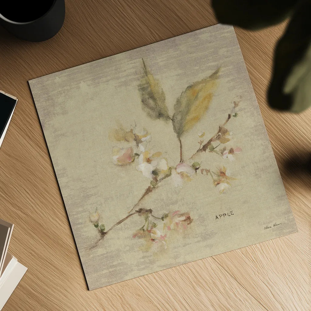 Apple Blossom by Cheri Blum. Shown as a detailed flat fine art print, highlighting archival giclee quality. Available as an archival giclee rolled canvas, fine art paper, or poster print. SKU 7021a.