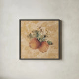 Apples Square by Cheri Blum. Shown in a sleek black glass frame for a contemporary gallery look. Available as an archival giclee rolled canvas, fine art paper, or poster print. SKU 7026a.