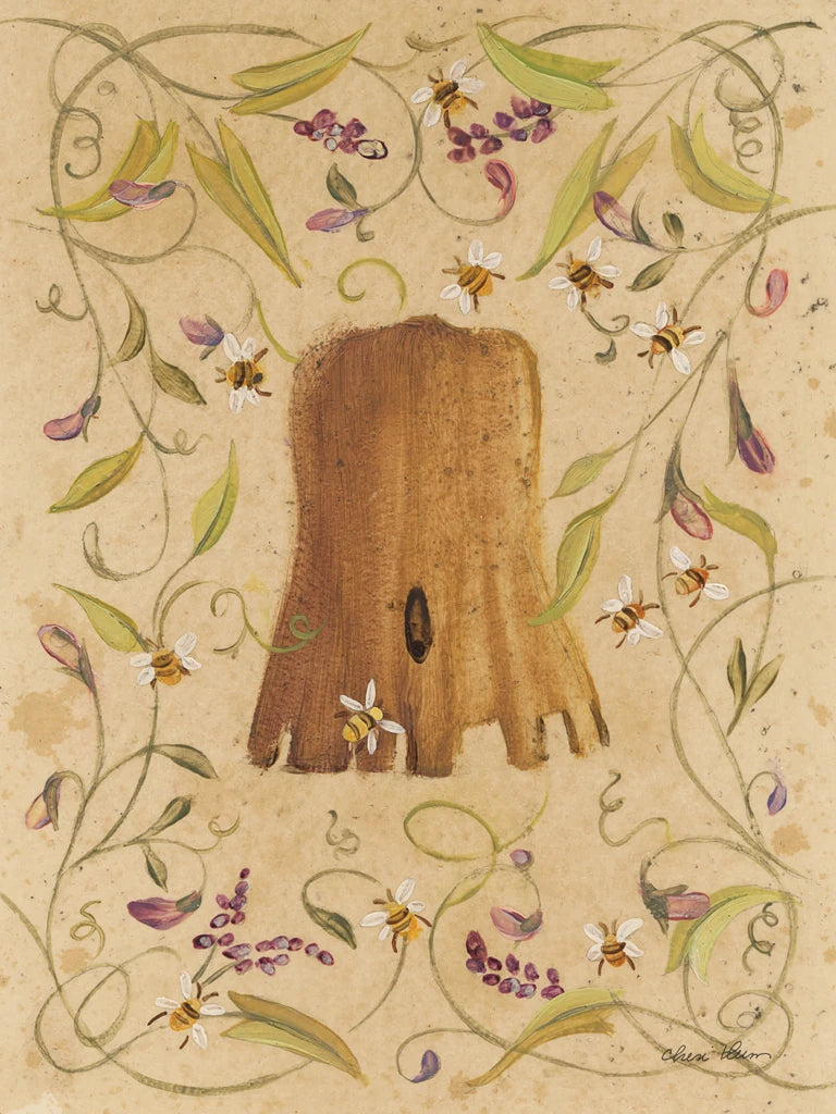 Bee Skep and Flowers II by Cheri Blum