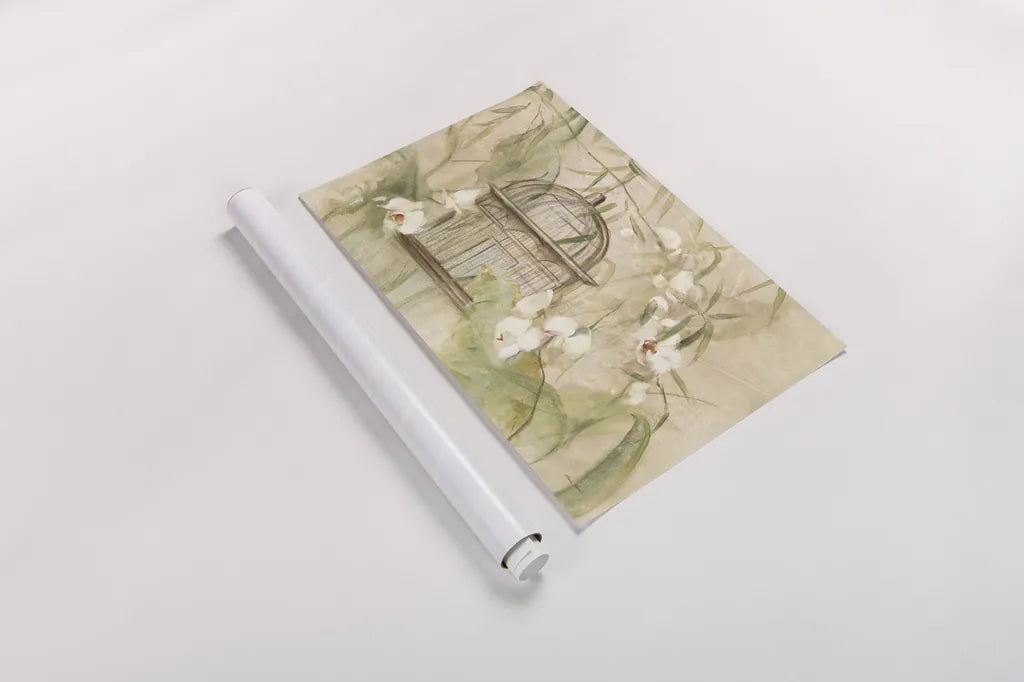 Birdcage Bamboo by Cheri Blum. shown as a rolled paper print. Available as archival giclee rolled canvas, fine art paper, or poster print. SKU 7065i.