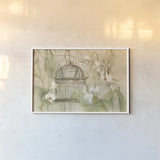 Birdcage Bamboo by Cheri Blum. shown as a paper print in a white frame. Available as a archival giclee rolled canvas, fine art paper, or poster print. SKU 7065i.