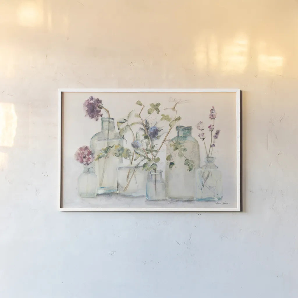 Blossoms IV by Cheri Blum. shown as a paper print in a white frame. Available as a archival giclee rolled canvas, fine art paper, or poster print. SKU 91501i.