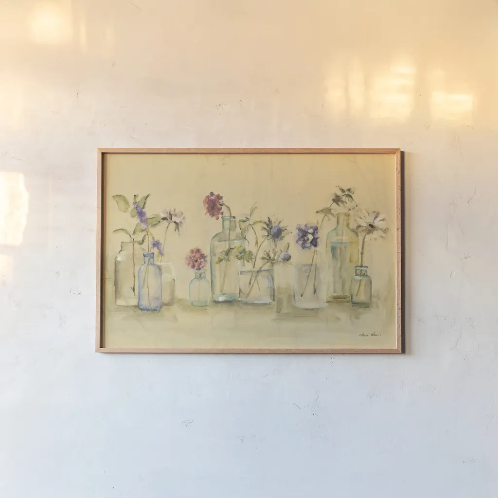 Blossoms and Buds by Cheri Blum. shown as a paper print in a natural frame. Available as a archival giclee rolled canvas, fine art paper, or poster print. SKU 7260i.