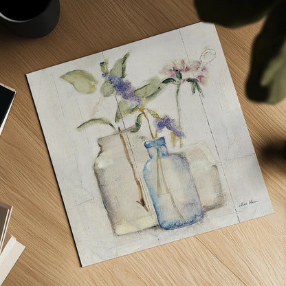 Blossoms on Birch I by Cheri Blum. Shown as a detailed flat fine art print, highlighting archival giclee quality. Available as an archival giclee rolled canvas, fine art paper, or poster print. SKU 22373a.