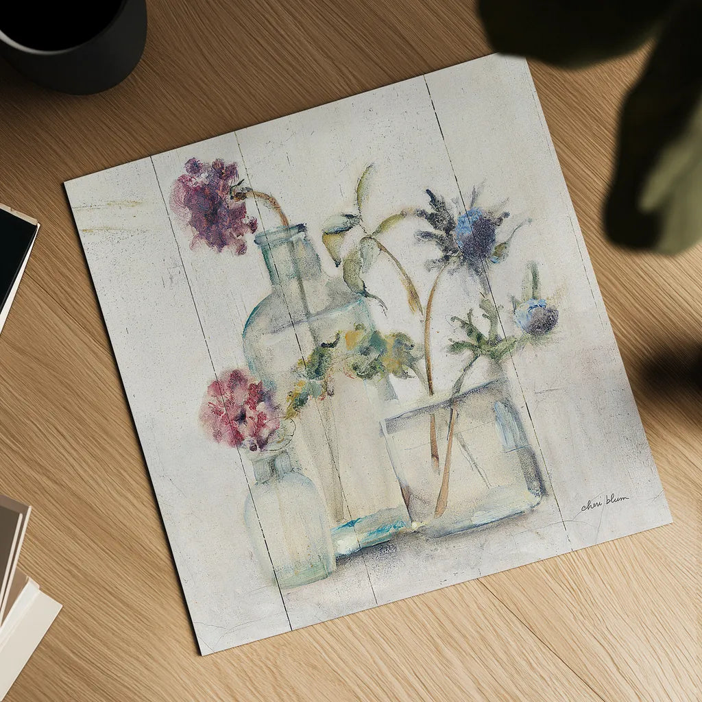 Blossoms on Birch II by Cheri Blum. Shown as a detailed flat fine art print, highlighting archival giclee quality. Available as an archival giclee rolled canvas, fine art paper, or poster print. SKU 22374a.