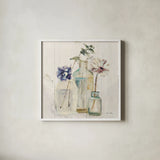 Blossoms on Birch III by Cheri Blum. Shown in a crisp white glass frame for a clean and minimalist style. Available as an archival giclee rolled canvas, fine art paper, or poster print. SKU 22375a.