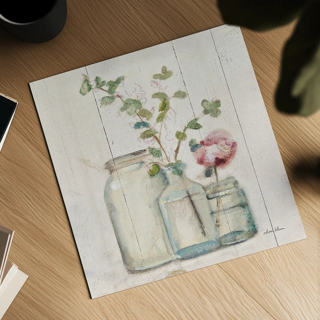 Blossoms on Birch IV by Cheri Blum. Shown as a detailed flat fine art print, highlighting archival giclee quality. Available as an archival giclee rolled canvas, fine art paper, or poster print. SKU 22376a.